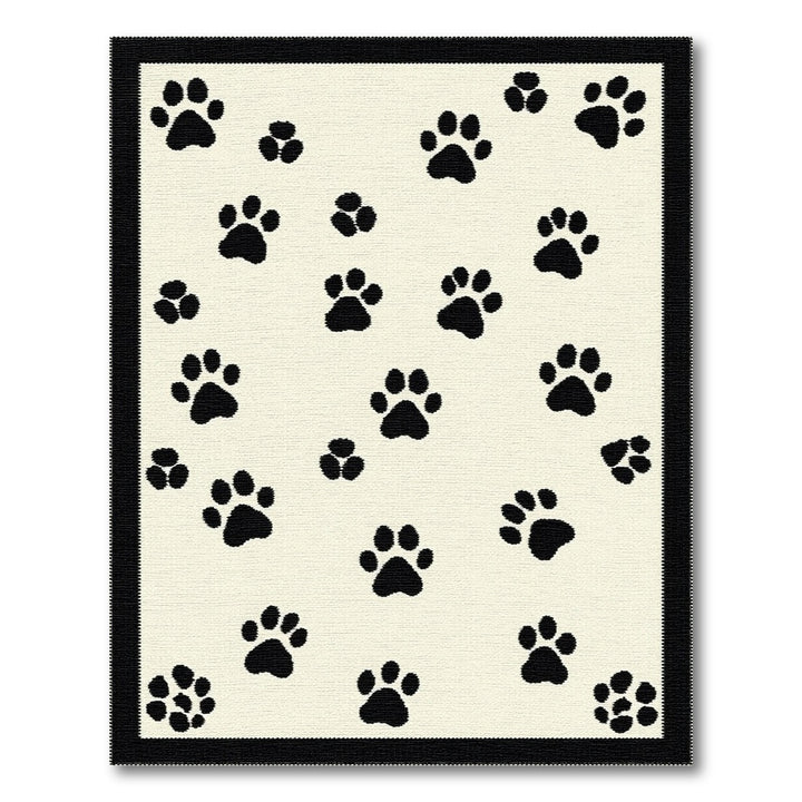 Black Paw Print Area Rug