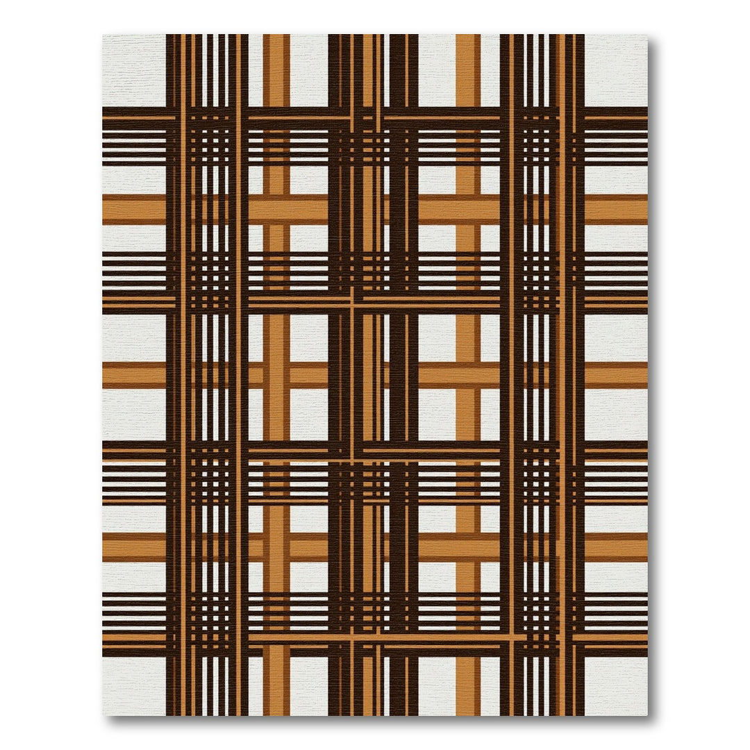 Brown Tan Plaid Crosshatch Rug