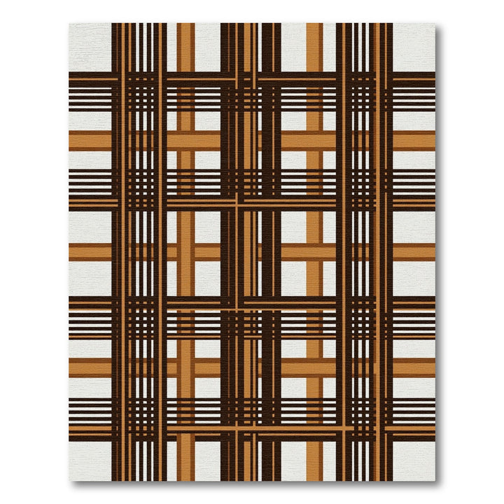 Brown Tan Plaid Crosshatch Rug