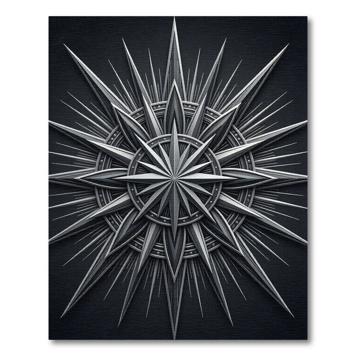 Ornate Silver Sunburst Compass Rug