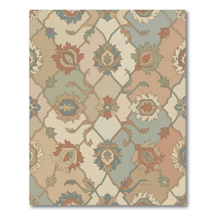 Earthy Botanical Medallion Lattice Rug