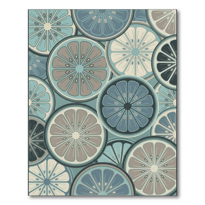 Cool Blue Citrus Slice Medley Rug
