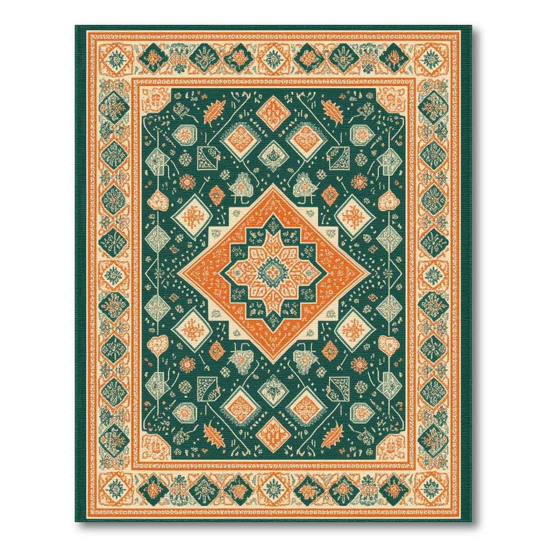 Green Geometric Heritage Area Rug
