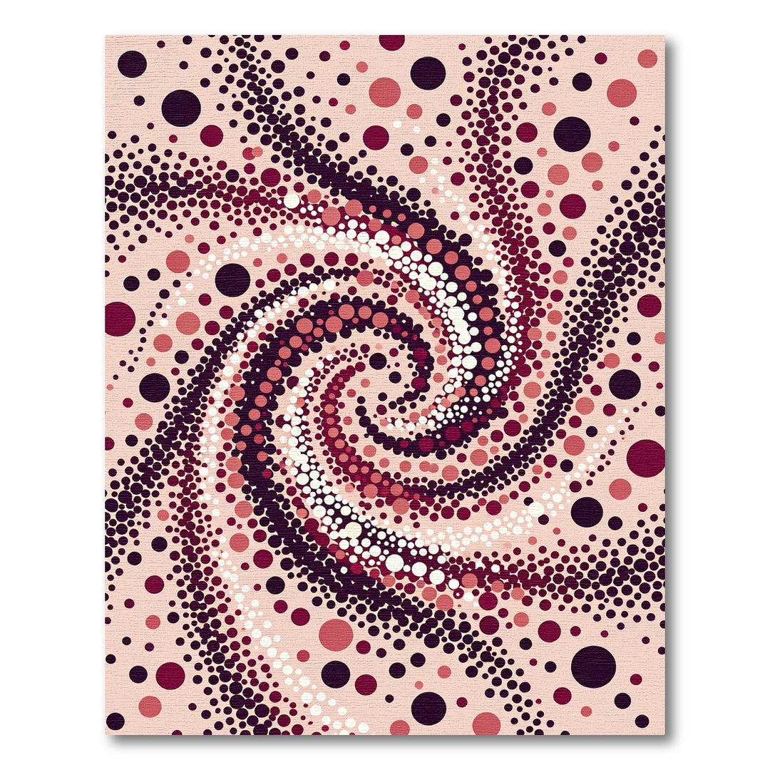 Crimson Ivory Swirling Dot Vortex Rug