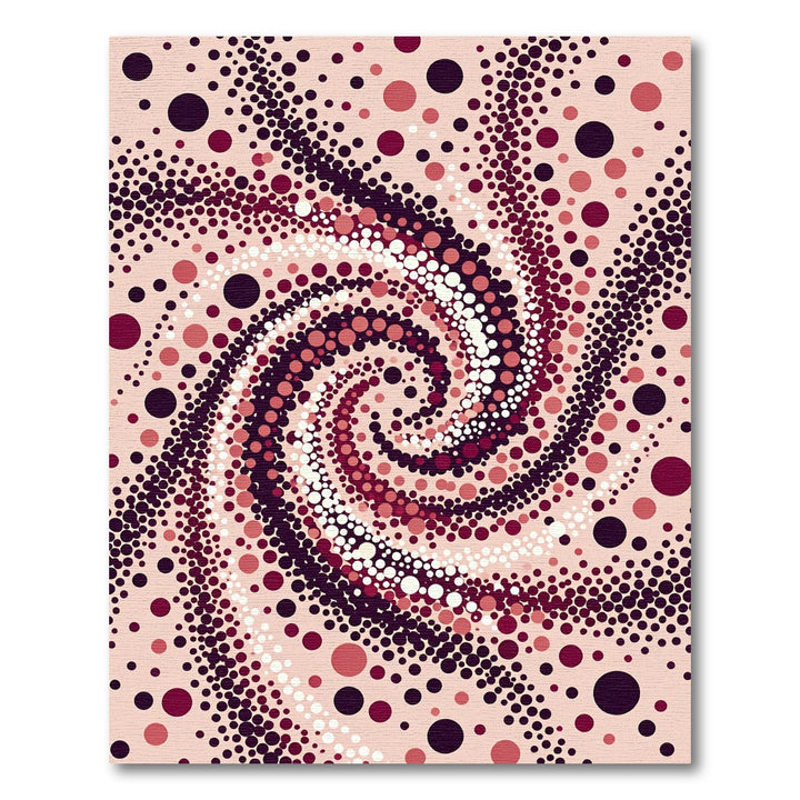 Crimson Ivory Swirling Dot Vortex Rug