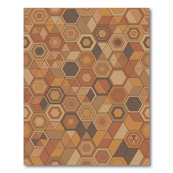 Earthy Terracotta Geometric Hexagon Art Rug
