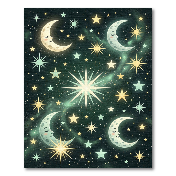 Celestial Moon and Starry Night Rug