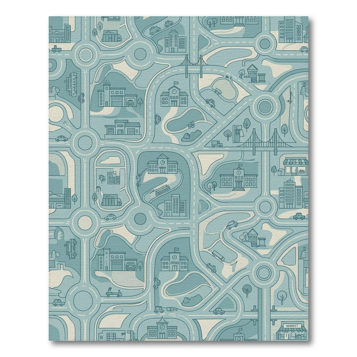 Cityscape Road Map Illustration Rug
