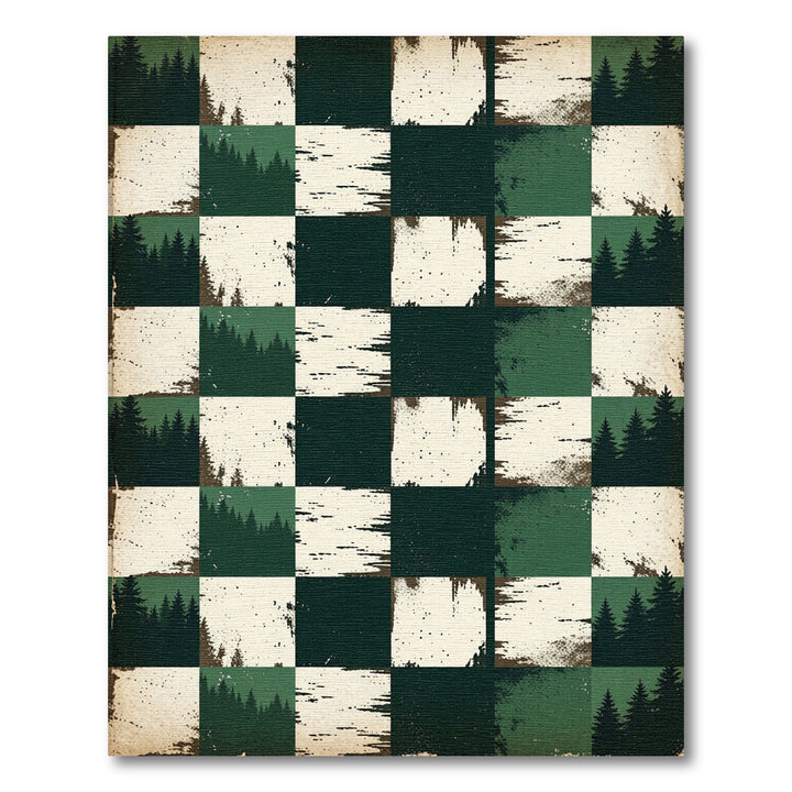 Forest Chessboard Dark Green Pine Rug