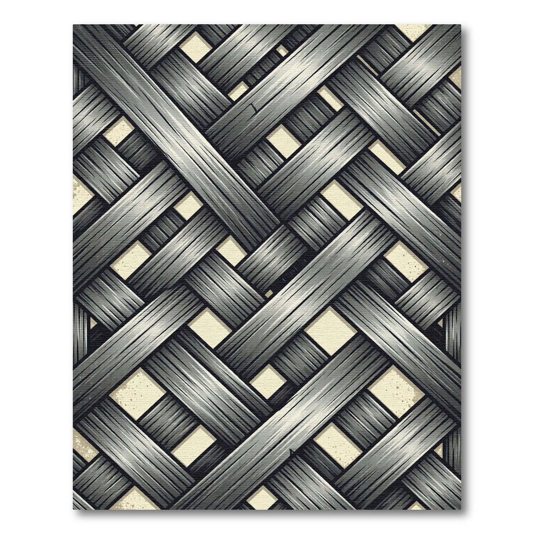 Grayscale Woven Textured Interlocking Squares Rug