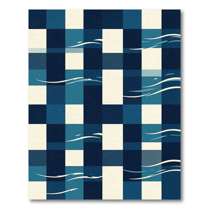 Blue Wave Checkered Textile Rug