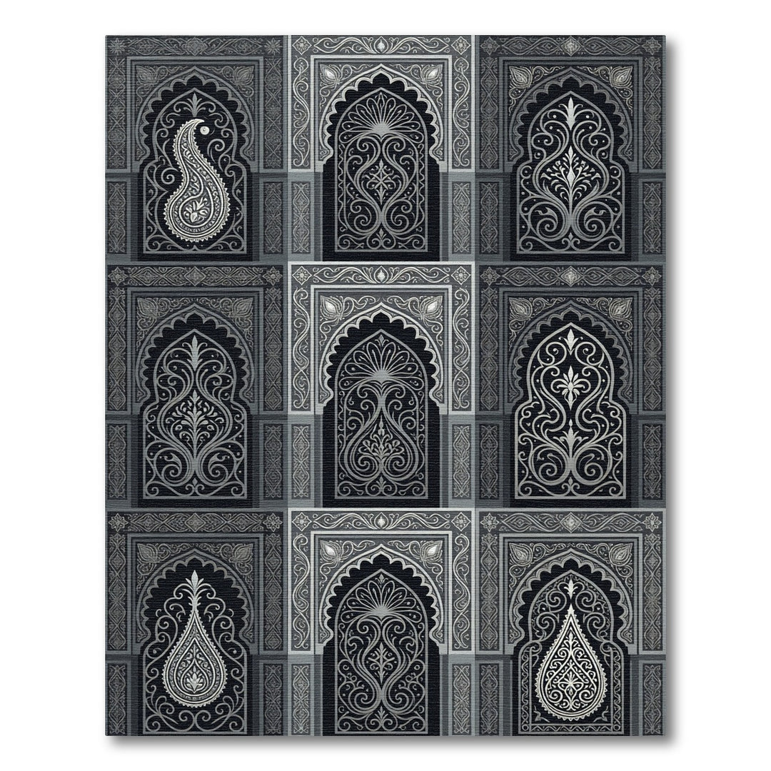 Ornate Silver Archway Paisley Rug