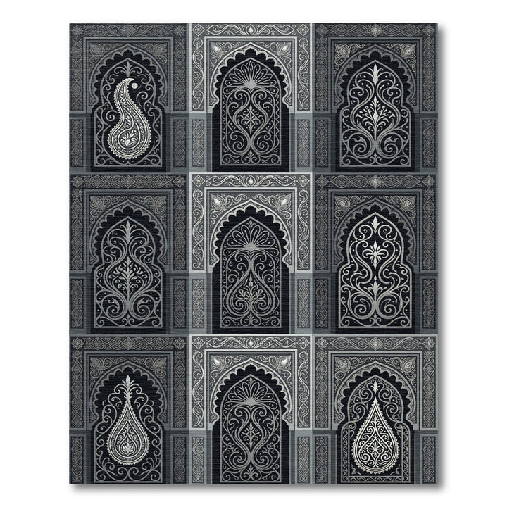 Ornate Silver Archway Paisley Rug