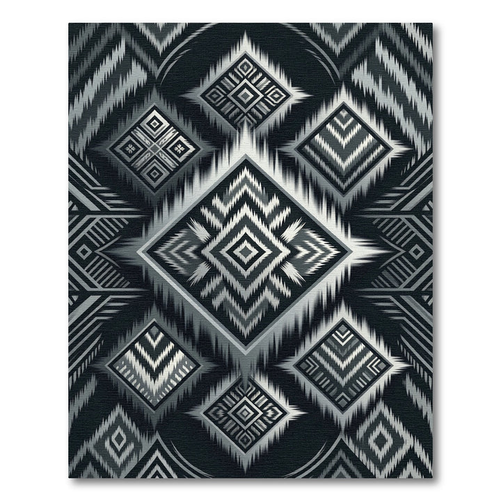 Ethereal Gray Ikat Diamond Rug