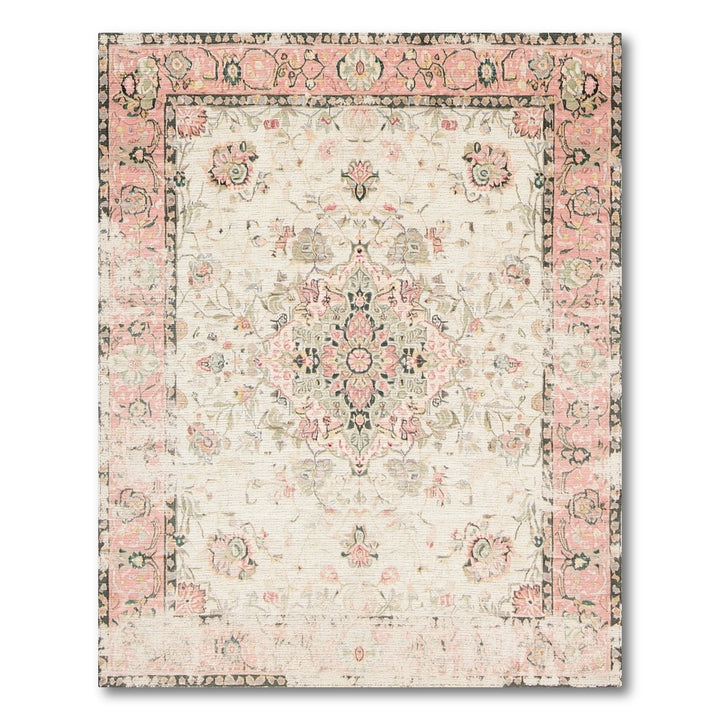 Pink Floral Vintage Medallion Area Rug