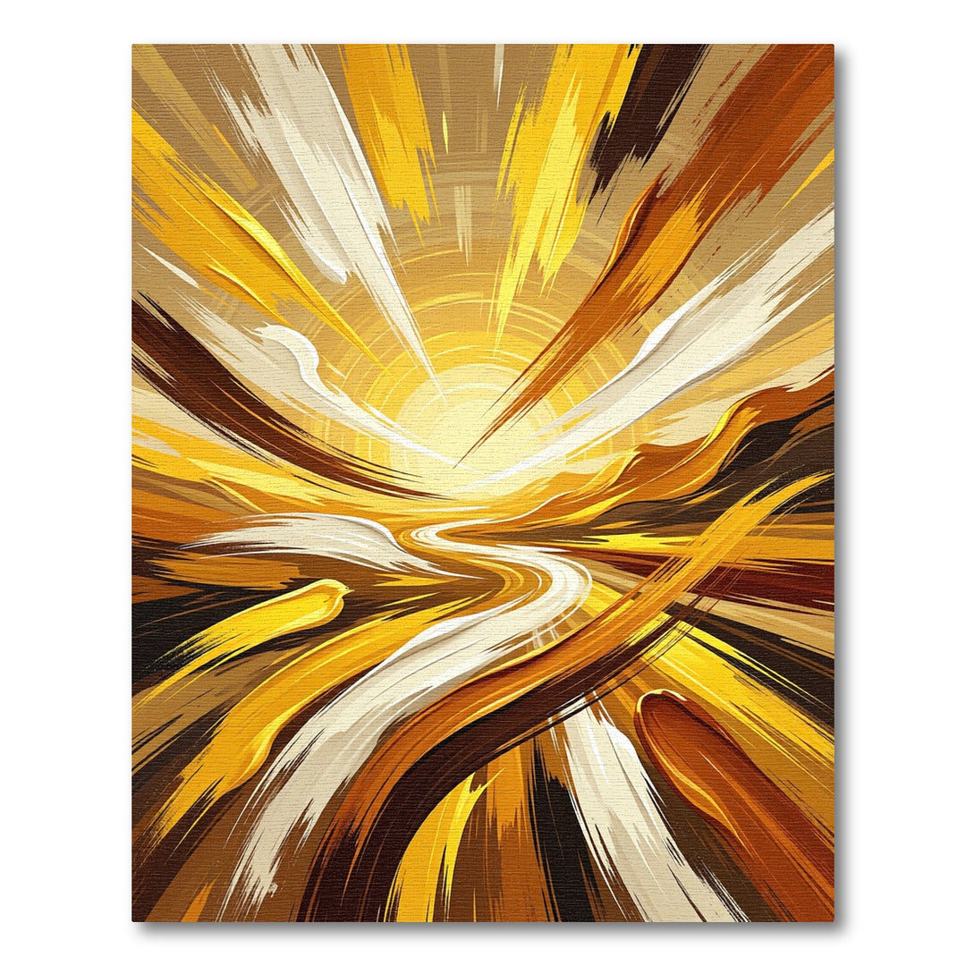 Abstract Golden Sunburst Splatter Rug