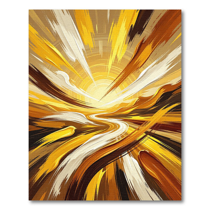 Abstract Golden Sunburst Splatter Rug