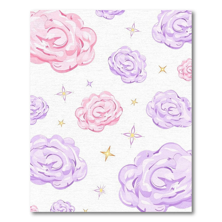 Whimsical Pink Purple Clouds Stars Rug