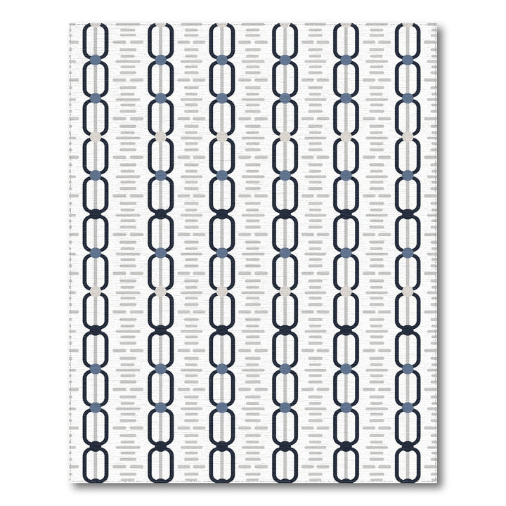 Navy Blue Chain Link Geometric Area Rug