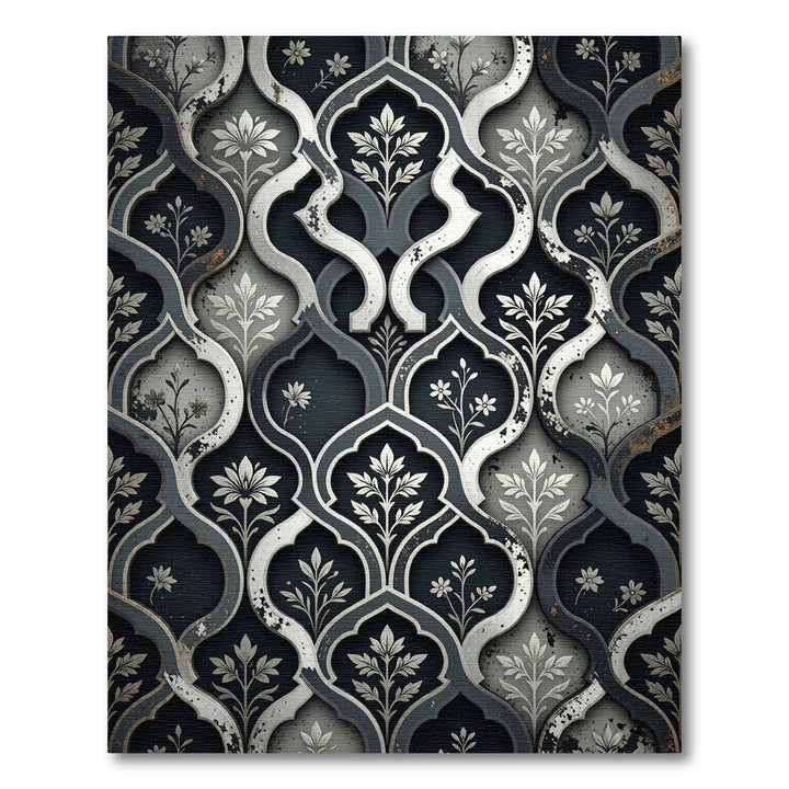 Ornate Gray Floral Lattice Rug