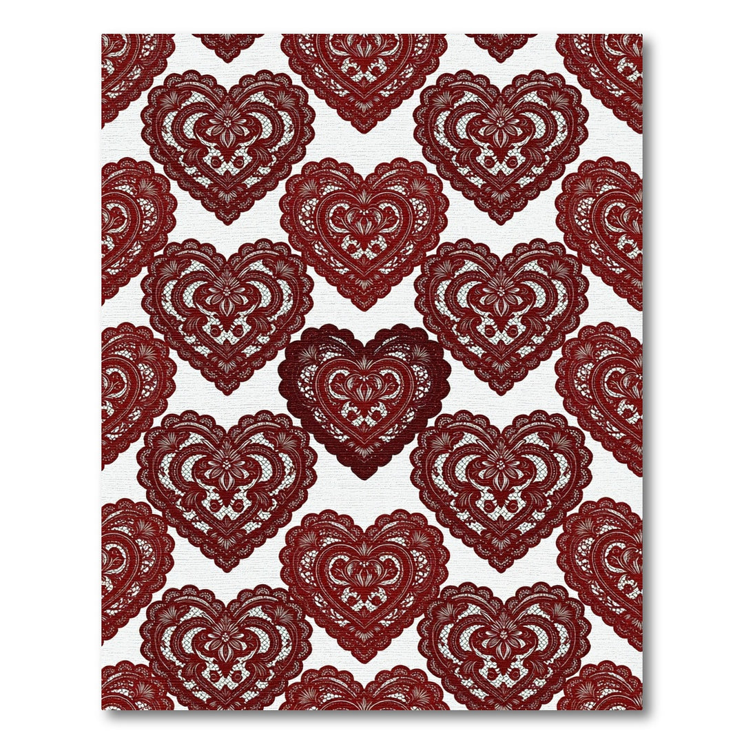 Charming Red Lace Hearts Arrangement Rug