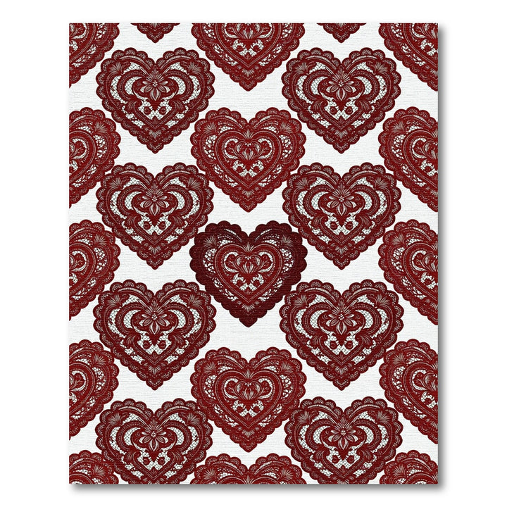 Charming Red Lace Hearts Arrangement Rug