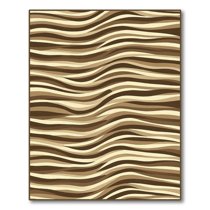Wavy Brown Striped Area Rug