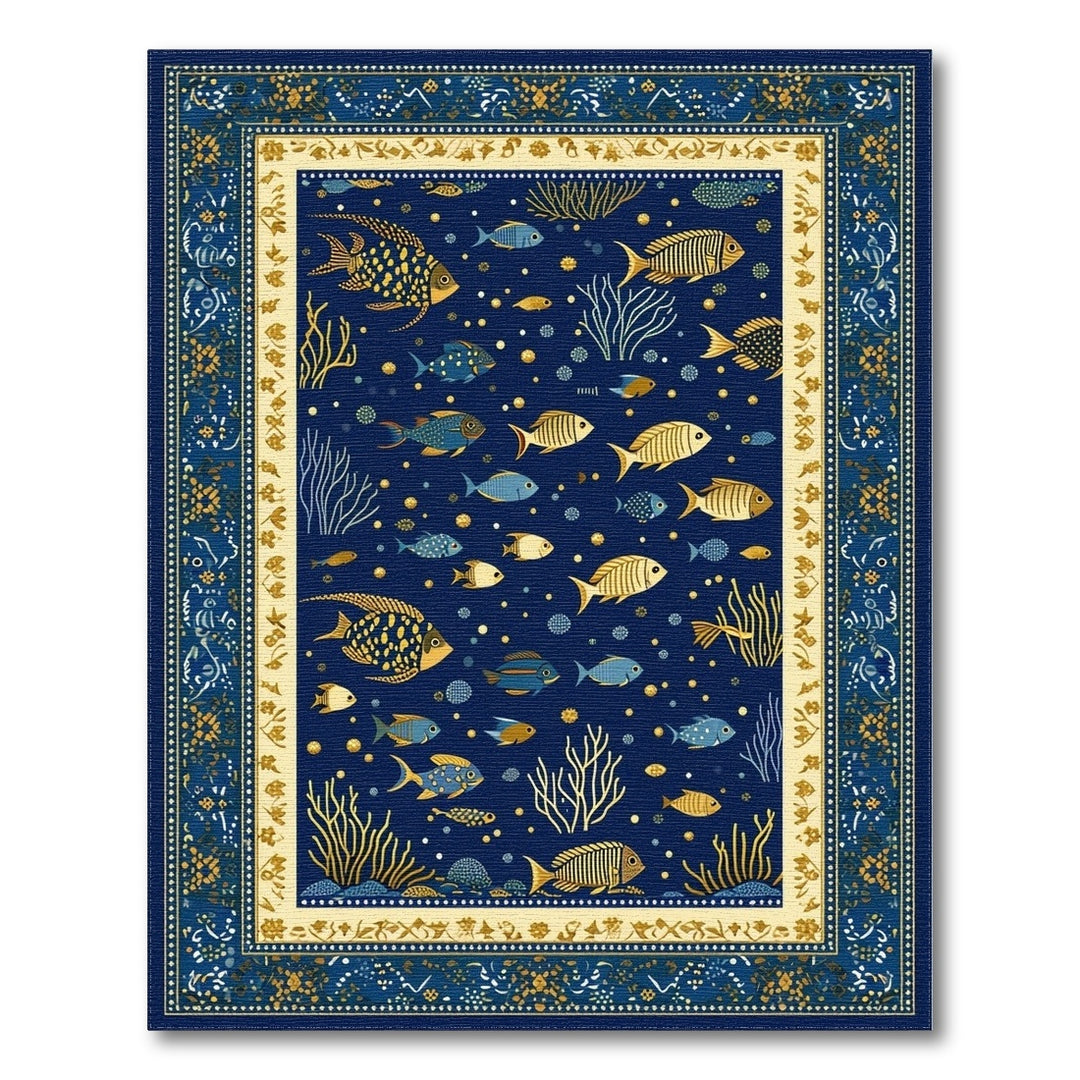 Blue Ocean Fish Coral Area Rug