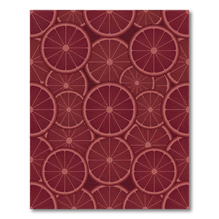 Crimson Citrus Slice Collage Rug