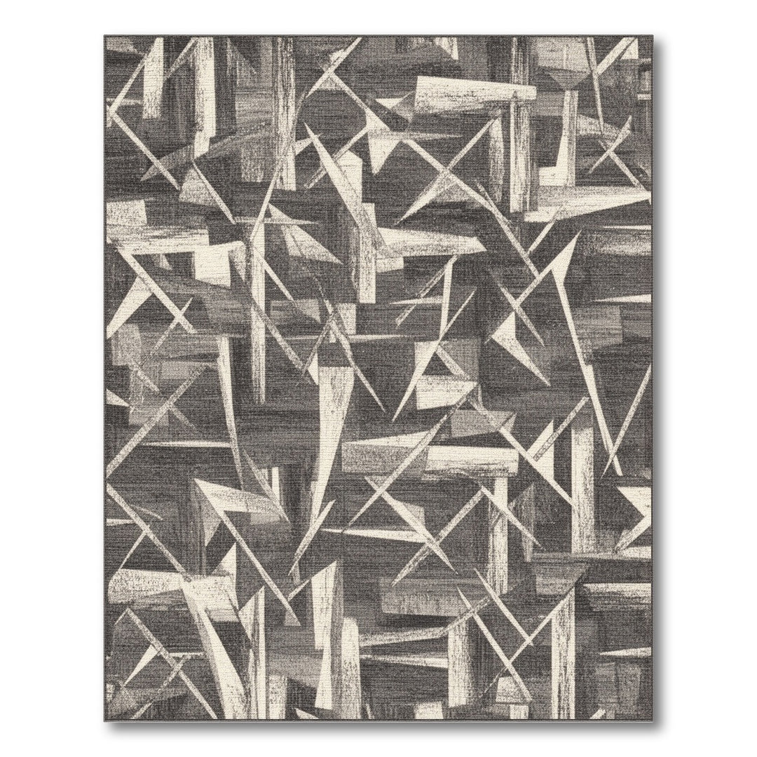 Monochrome Geometric Abstract Area Rug