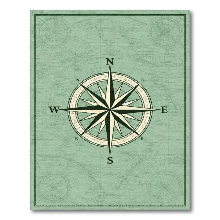 Vintage Compass Green Area Rug