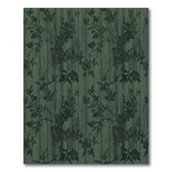 Dark Green Woodland Floral Vines Rug
