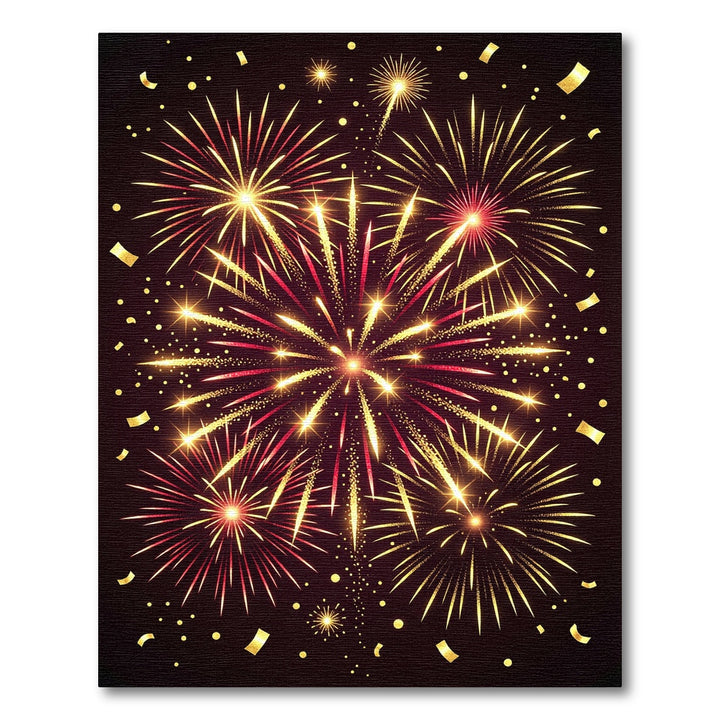 Golden Red Bursting Firework Celebration Rug