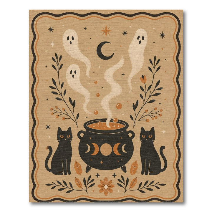 Ghost Cat Cauldron Washable Area Rug