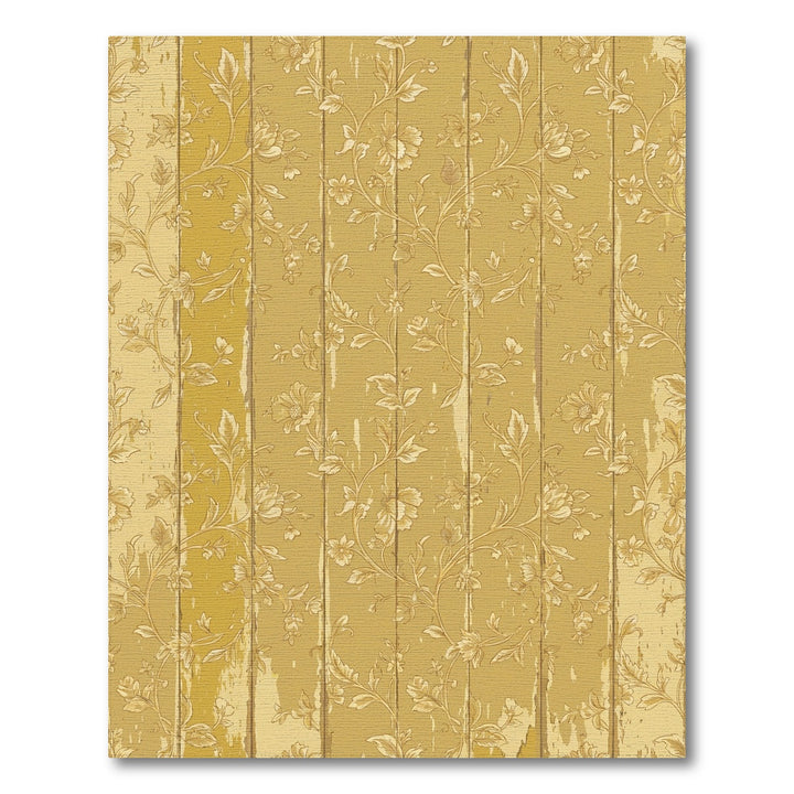 Antique Golden Floral Wood Grain Rug