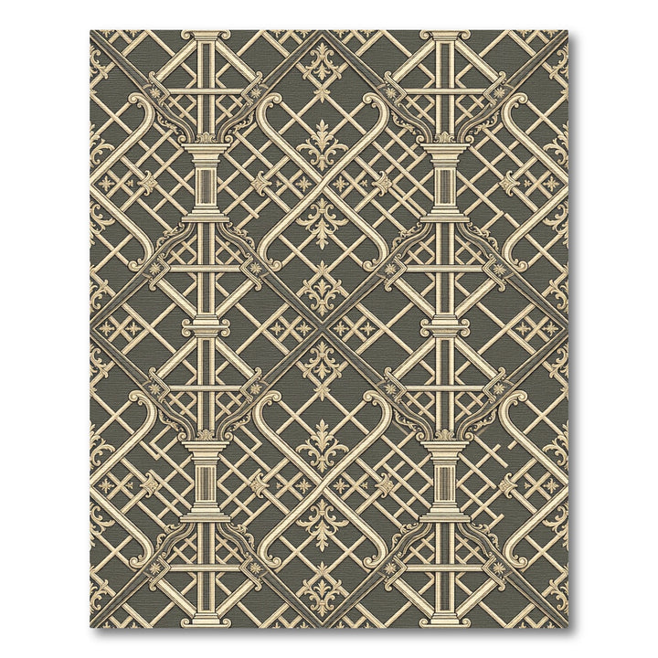 Classical Gold Trellis Lattice Rug