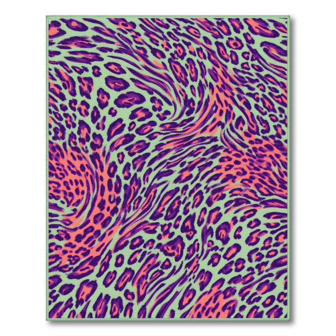 Neon Swirl Leopard Area Rug