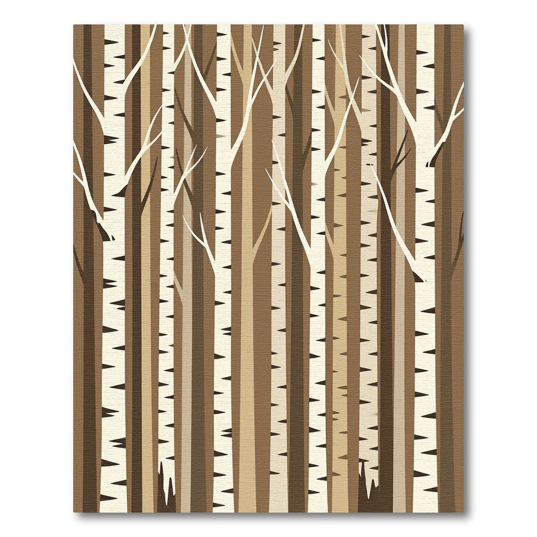 Earthy Brown Birch Tree Forest Rug