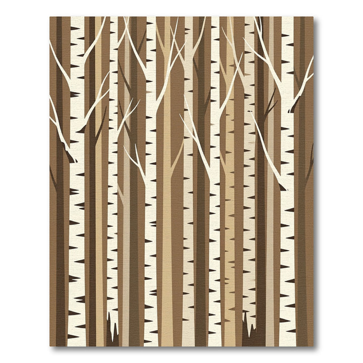 Earthy Brown Birch Tree Forest Rug
