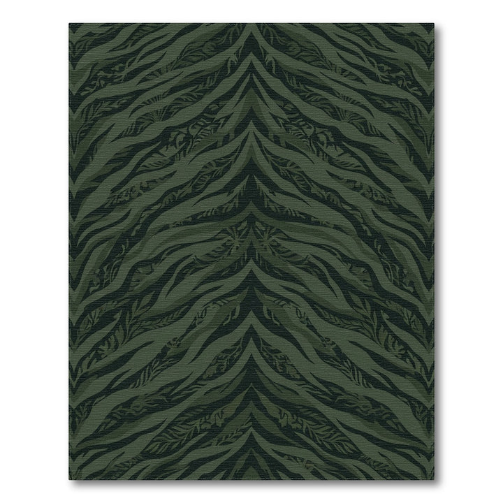 Dark Green Camo Stripes Abstract Rug