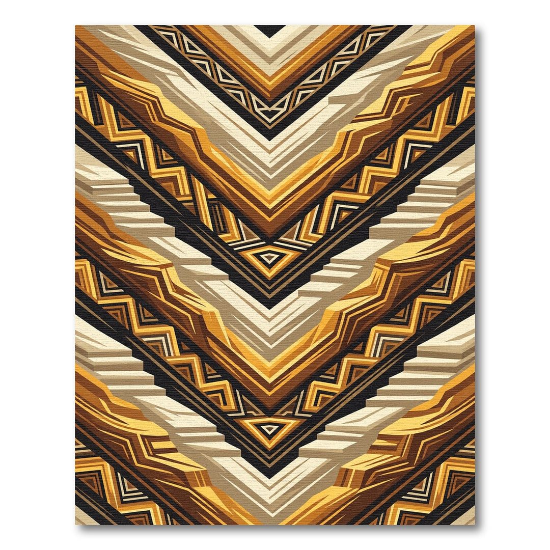 Golden Brown Abstract Geometric Stripes Rug