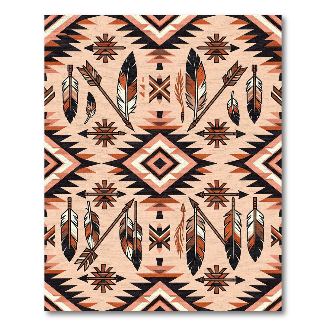 Orange Feathers Arrows Geometric Rug