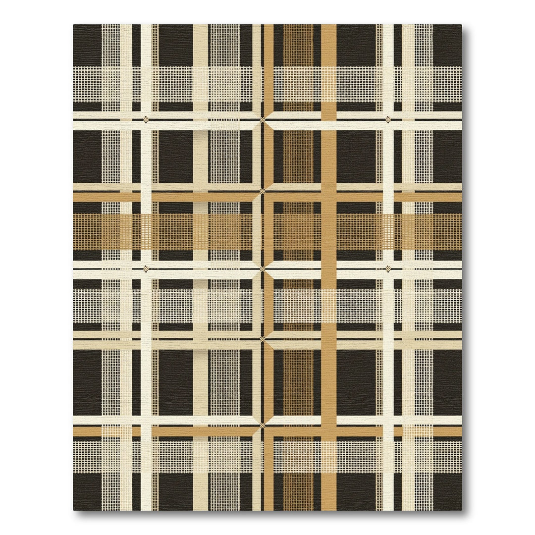 Classic Tan Plaid Grid Rug
