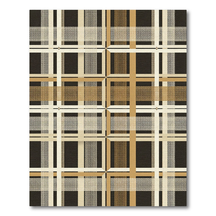 Classic Tan Plaid Grid Rug