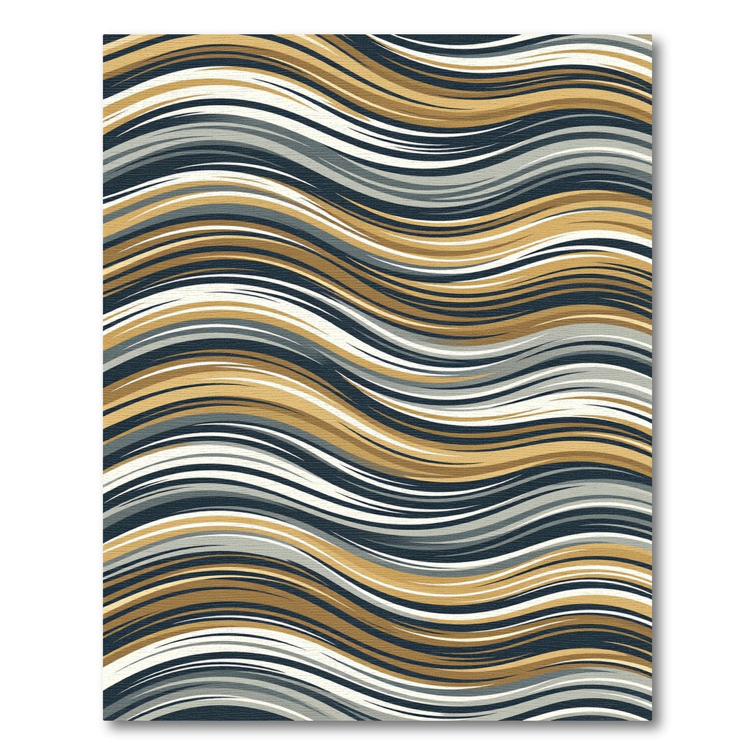 Bold Gold Gray Abstract Wave Rug