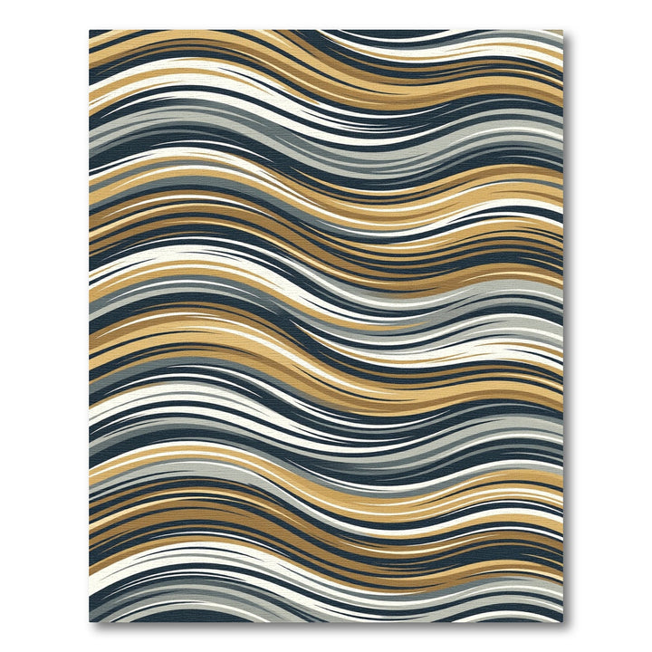 Bold Gold Gray Abstract Wave Rug