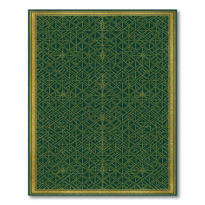 Green Gold Geometric Lattice Area Rug