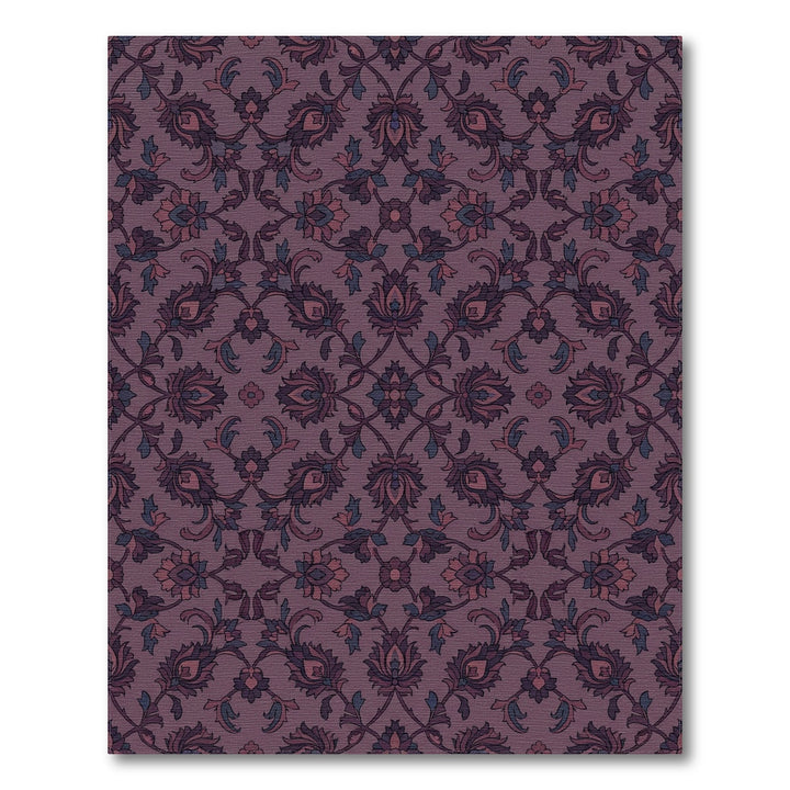 Elegant Plum Floral Scroll Rug