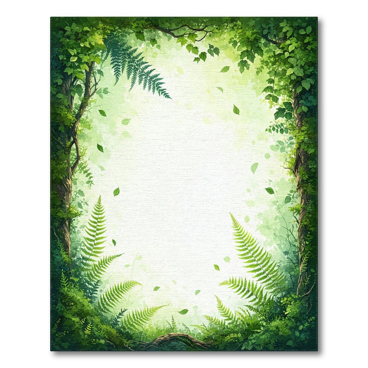 Lush Green Fern Forest Area Rug