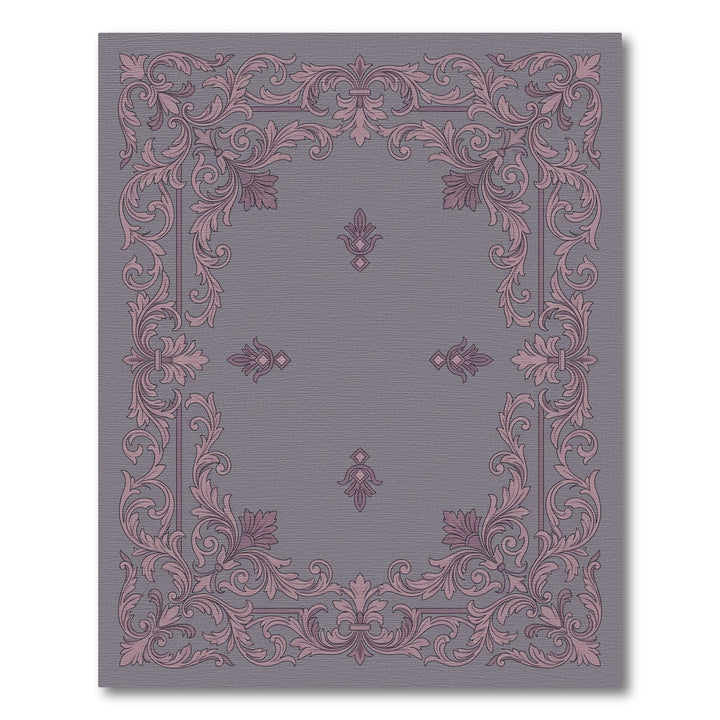 Ornate Floral Scrollwork Rose and Gray Rug